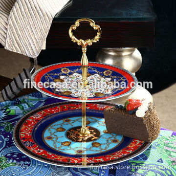 Luxury Fine Porcelain 2 Tier Cake Plate Stand of Grand Banquet